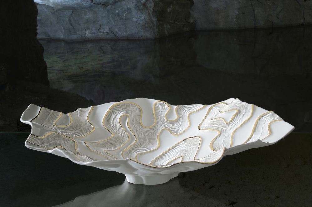 Céramique - OPEN SEA Centre de table or - FOS