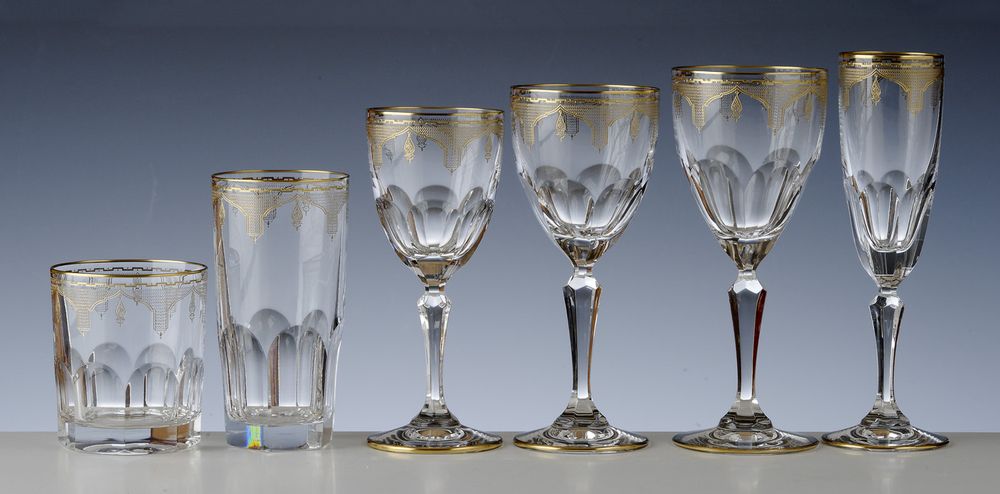 Stemware - GLASSES VALENCE DECOR LANTERNE OR - CRISTAL DE PARIS
