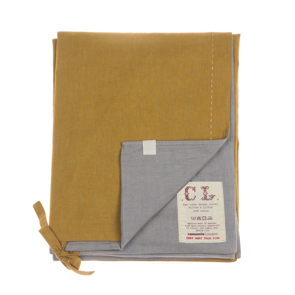 Bed linens - Two Tone Duvet Cover - Golden/ Warm Grey - CAMOMILE LONDON
