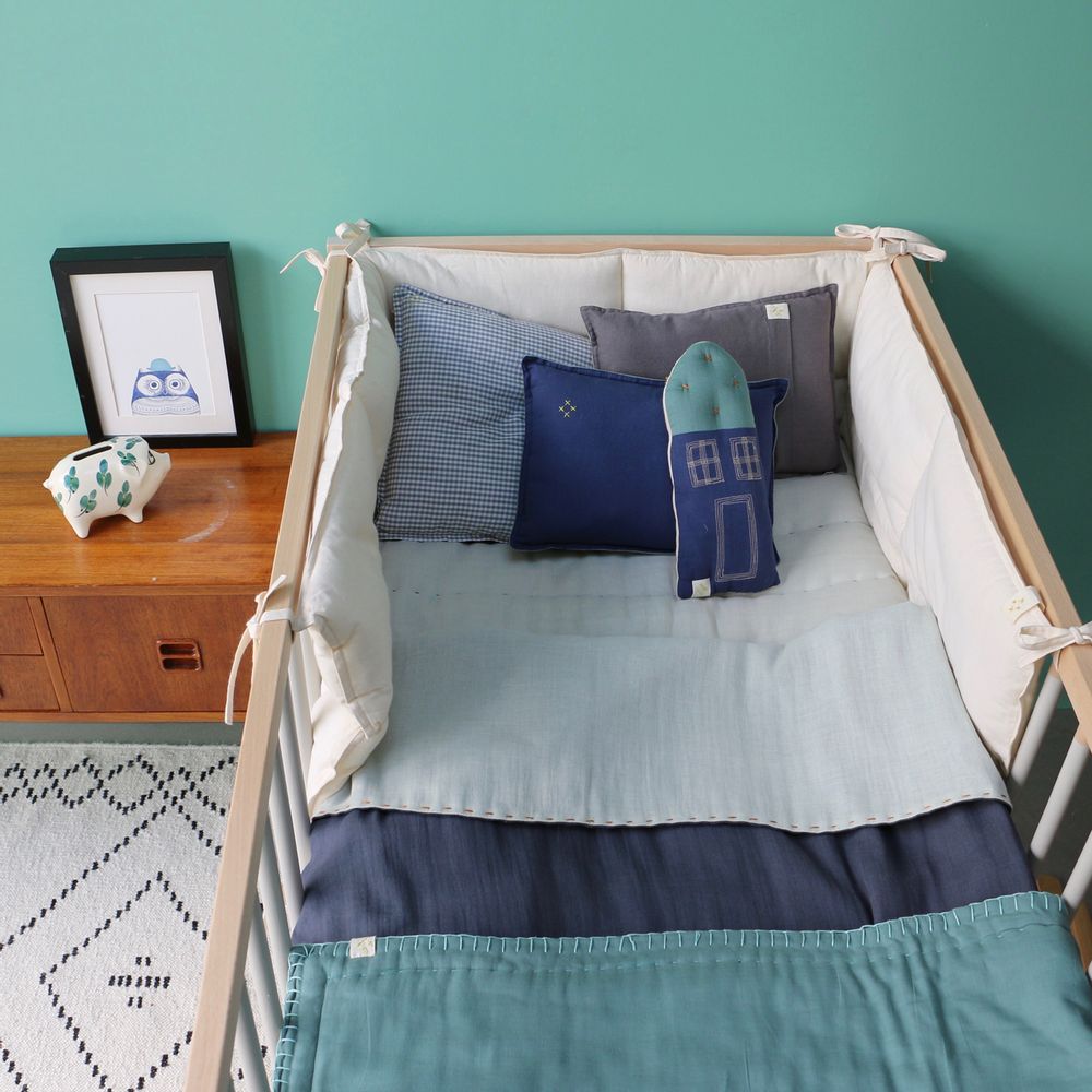 Bed linens - Double layer reversible cotton muslin swaddle blanket - CAMOMILE LONDON