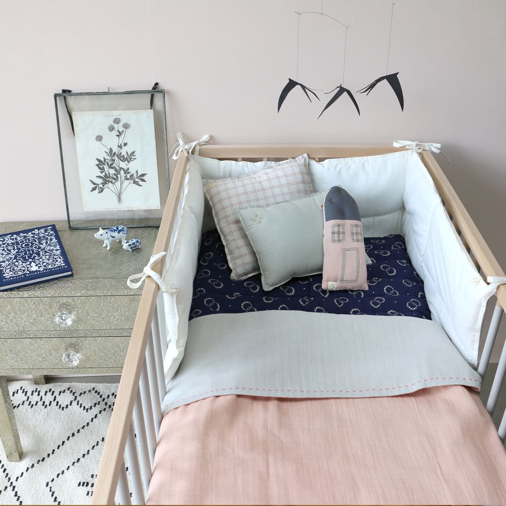 Bed linens - Double layer reversible cotton muslin swaddle blanket - CAMOMILE LONDON