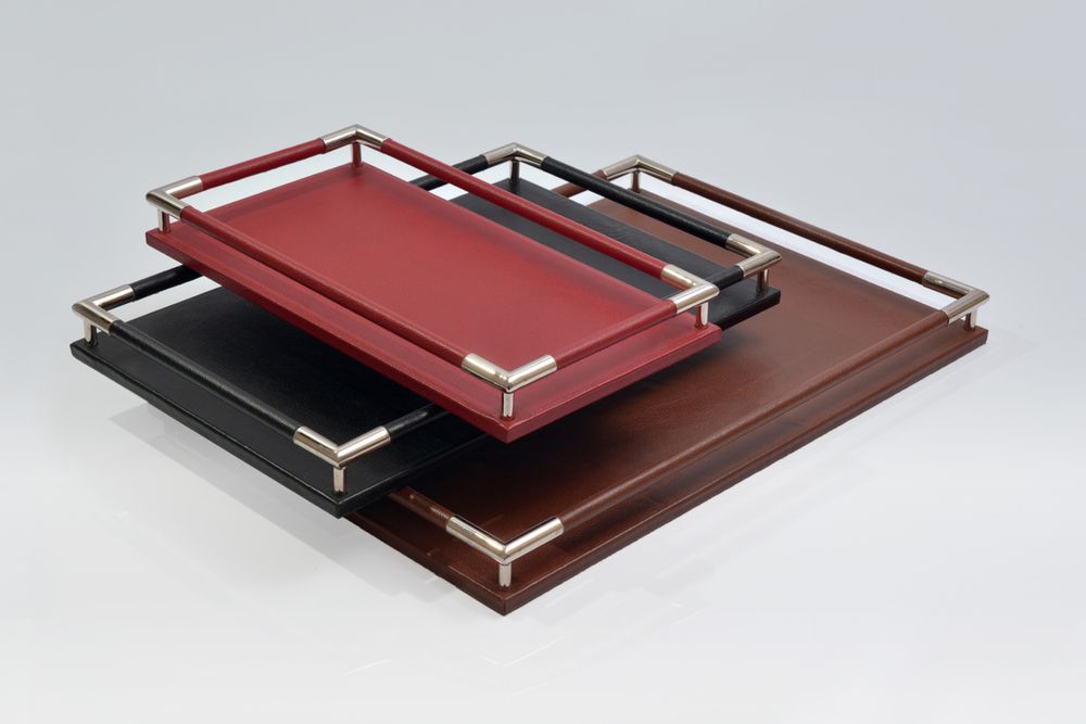 Objets de décoration - Plateau en cuir et argent - PLATA LAPPAS
