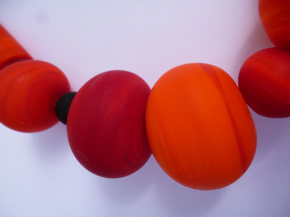 Bijoux - Collier perles soufflées orange dépoli - MORFIA ATELIER VERRIER