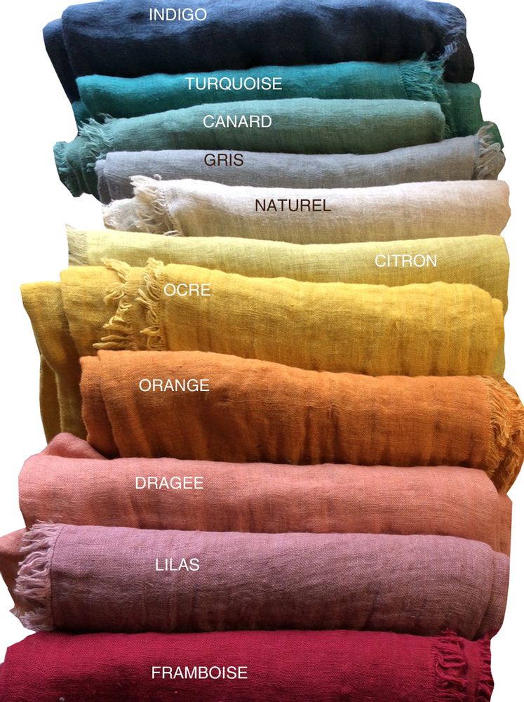 Throw blankets - DOUBLE - Plaid 100% linen fabric dual - EN FIL D'INDIENNE...