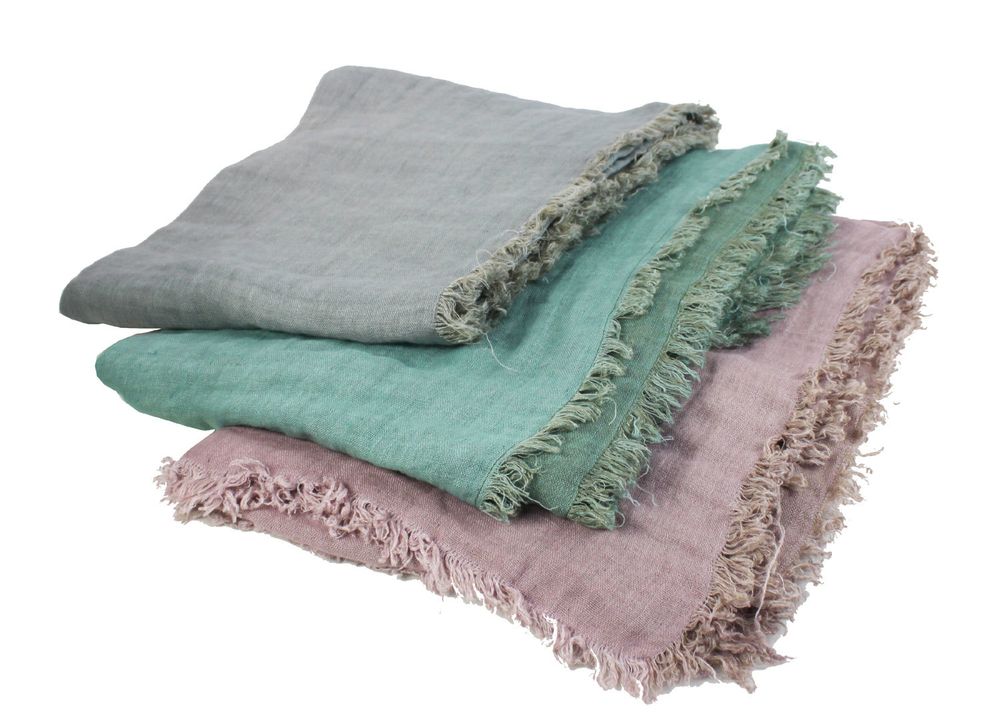 Throw blankets - DOUBLE - Plaid 100% linen fabric dual - EN FIL D'INDIENNE...