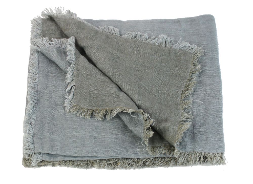 Throw blankets - DOUBLE - Plaid 100% linen fabric dual - EN FIL D'INDIENNE...