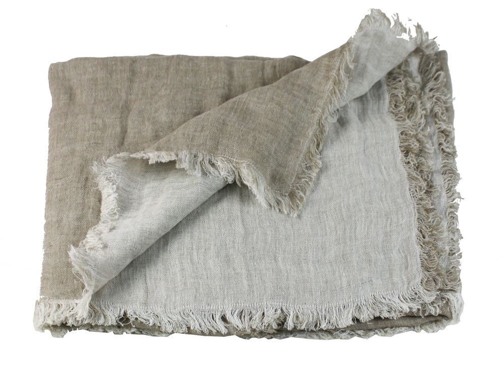 Throw blankets - DOUBLE - Plaid 100% linen fabric dual - EN FIL D'INDIENNE...
