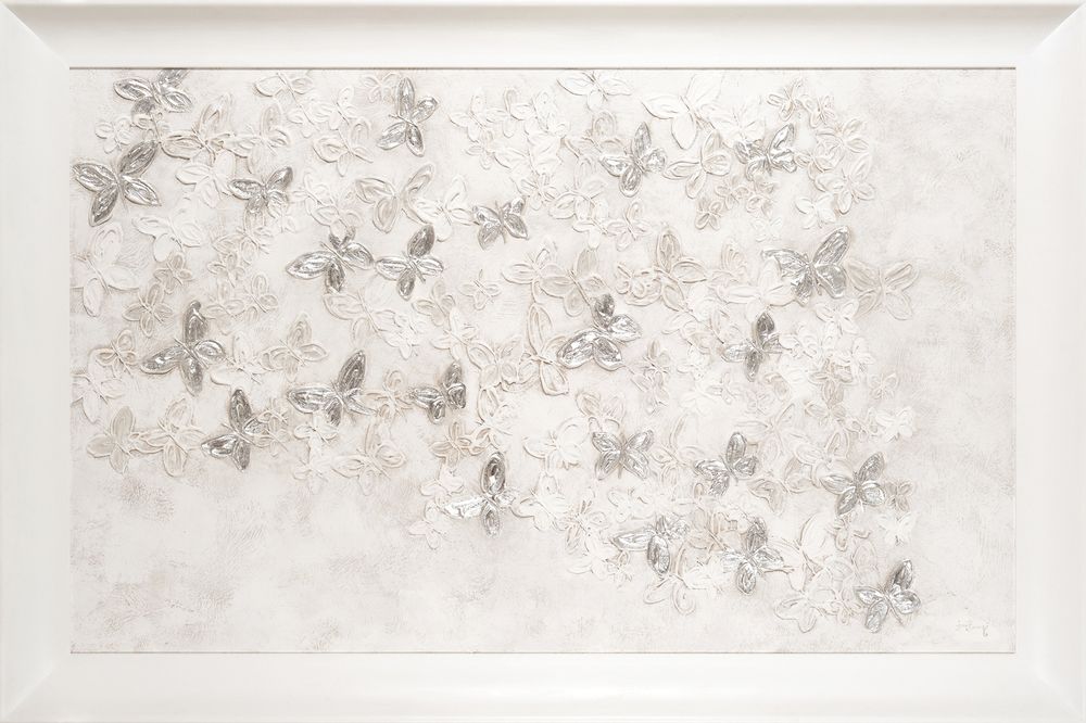 Tableaux - VOYAGE PAPILLONS ARGENTÉS ET BLANCS - BARJ BUZZONI