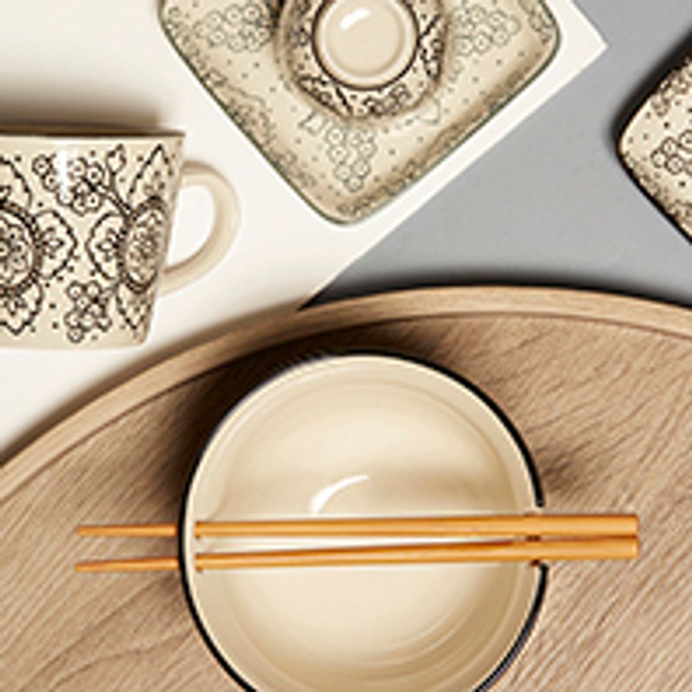 Bowls - CERAMIC BOWL WITH CHOPSTICKS' FLORE ' - SEMA