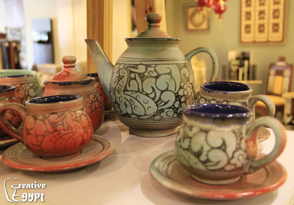 Platter and bowls - Pottery Plate and Pottery Tea Set - CREATIV EGYPT