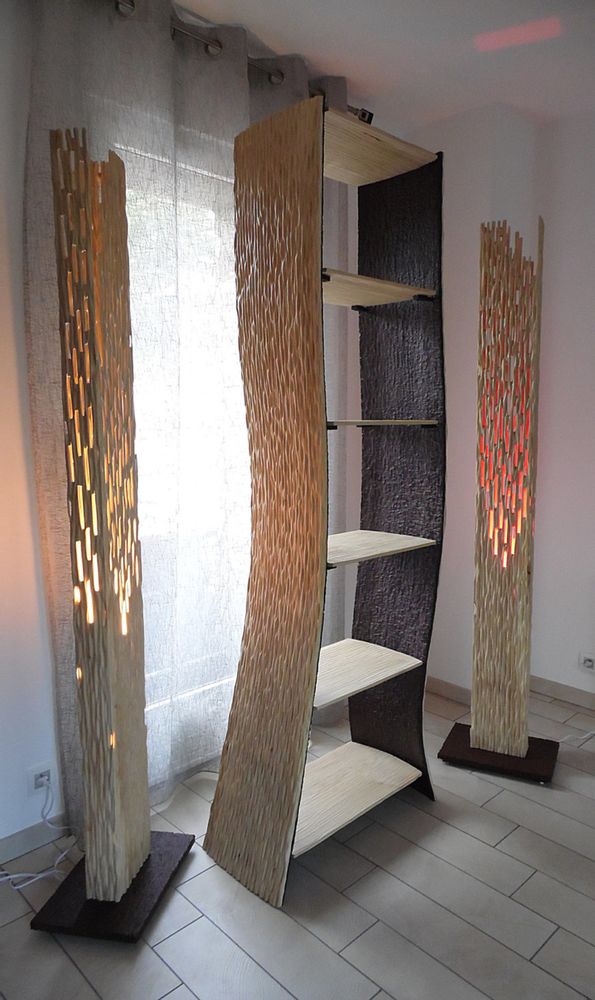 Floor lamps - carved furniture imitating the appearance of cardboard - ATELIER DEMÉ EBENISTE SCULPTEUR