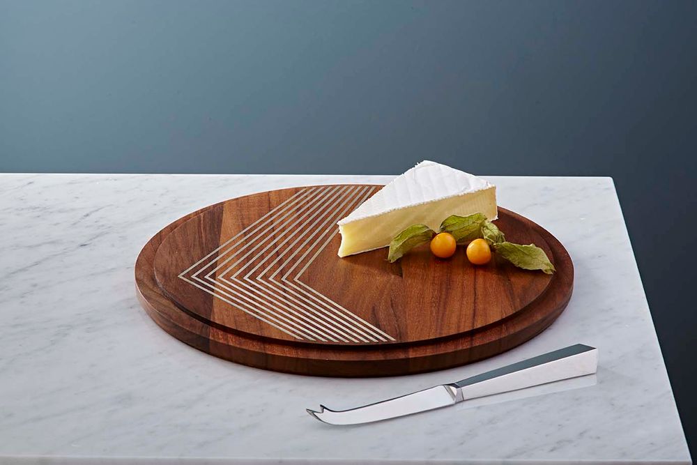Platter and bowls - silver inlaid cheeseboard - SHONA MARSH LTD