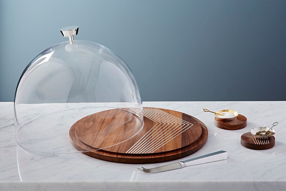 Platter and bowls - silver inlaid cheeseboard - SHONA MARSH LTD