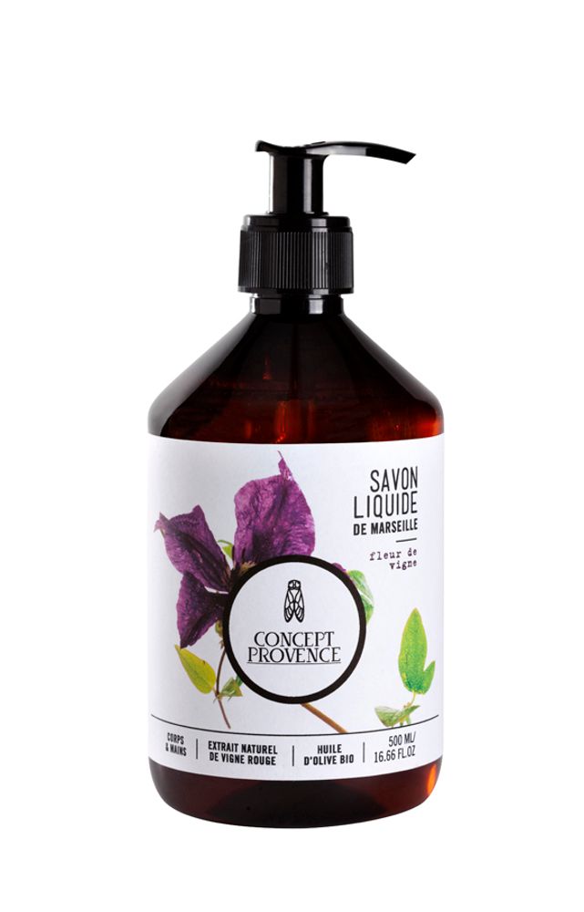 Soaps - Liquid Marseille soap Eucalyptus & black peppermint / Grapevine flower - CONCEPT PROVENCE