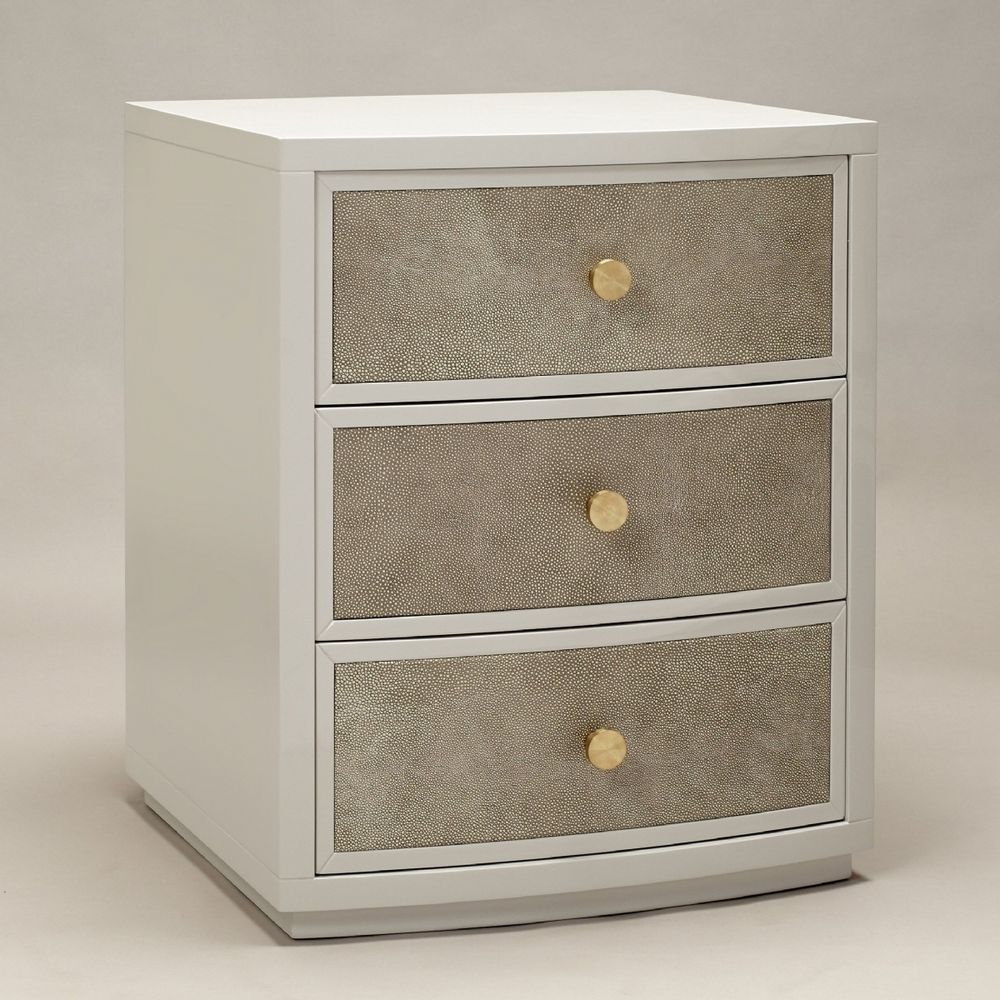 Night tables - Diaz bedside in French Grey with Shagreen front - ROBERT LANGFORD