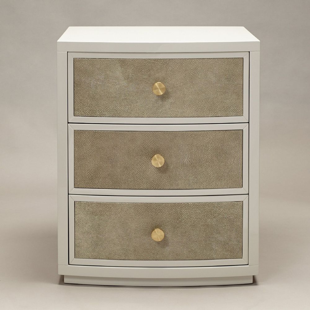 Night tables - Diaz bedside in French Grey with Shagreen front - ROBERT LANGFORD