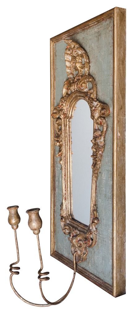 Miroirs - MIROIR APPLIQUE BAROQUE VERT ET OR - ELUSIO