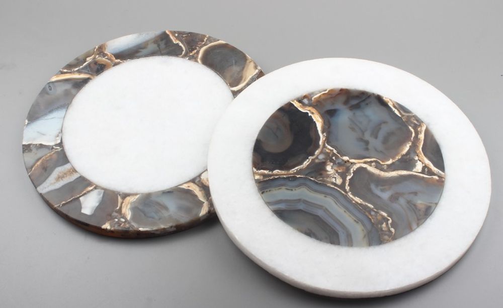 Tea and coffee accessories - Agate + Marble COASTERS - LUXURIOUS ARTS