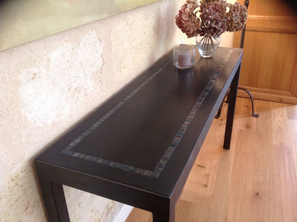 Tables Salle à Manger - Mobilier béton ciré et mosaique  - BLEU CITRON MOSAIQUES