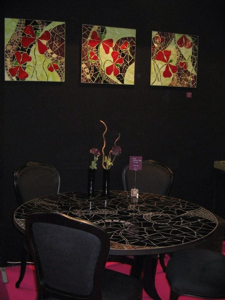 Tables Salle à Manger - Mobilier béton ciré et mosaique  - BLEU CITRON MOSAIQUES