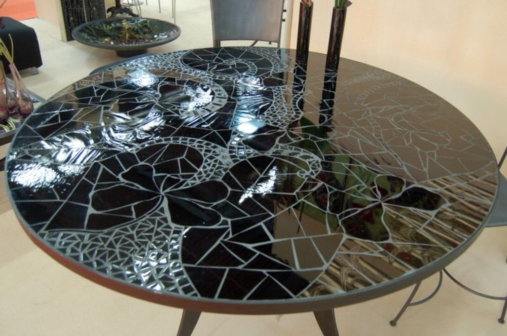 Tables Salle à Manger - Mobilier béton ciré et mosaique  - BLEU CITRON MOSAIQUES