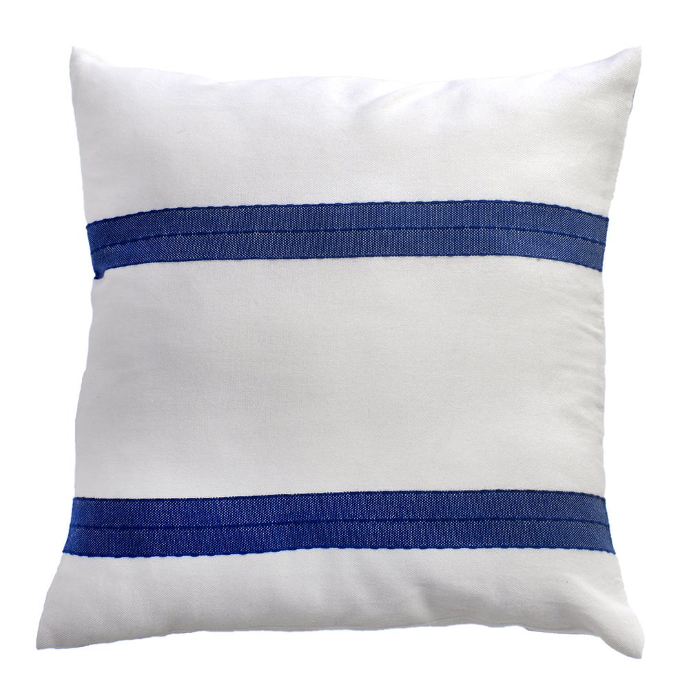 Coussins textile - Coussins carrés 60 x 60cm ou 40 x 40cm blanc et bleu | F3 - FOUTA FUTEE