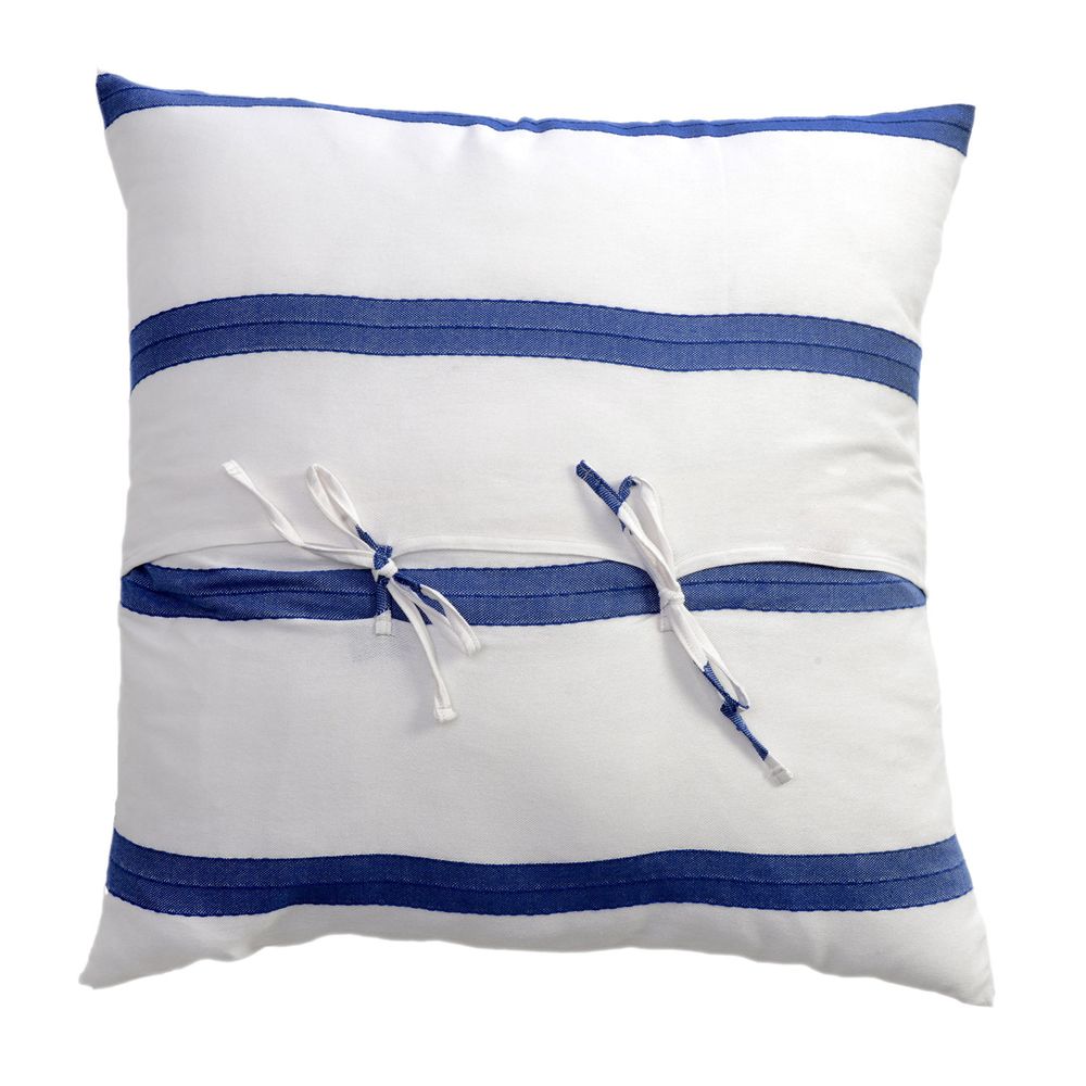 Coussins textile - Coussins carrés 60 x 60cm ou 40 x 40cm blanc et bleu | F3 - FOUTA FUTEE