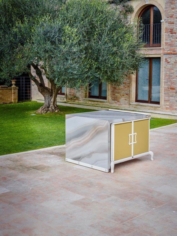 Outdoor kitchens - island kitchen with sliding table - SAMUELE MAZZA OUTDOOR COLLECTION