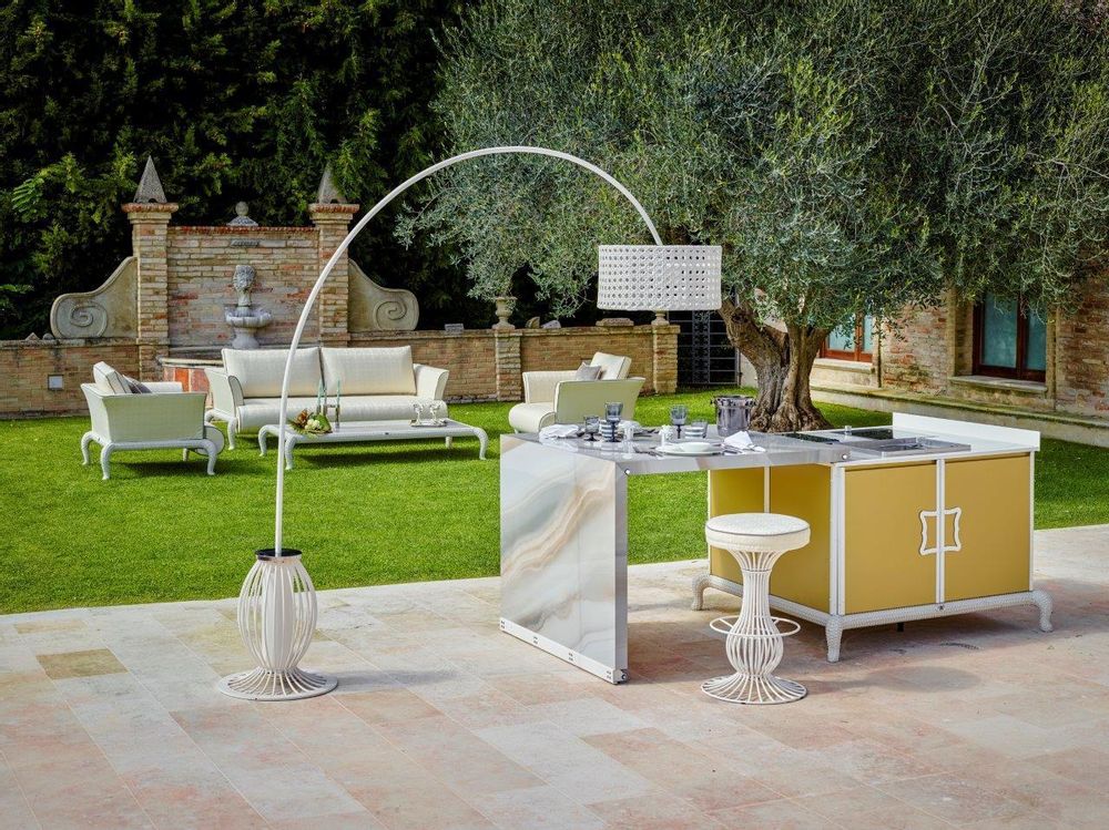 Outdoor kitchens - island kitchen with sliding table - SAMUELE MAZZA OUTDOOR COLLECTION
