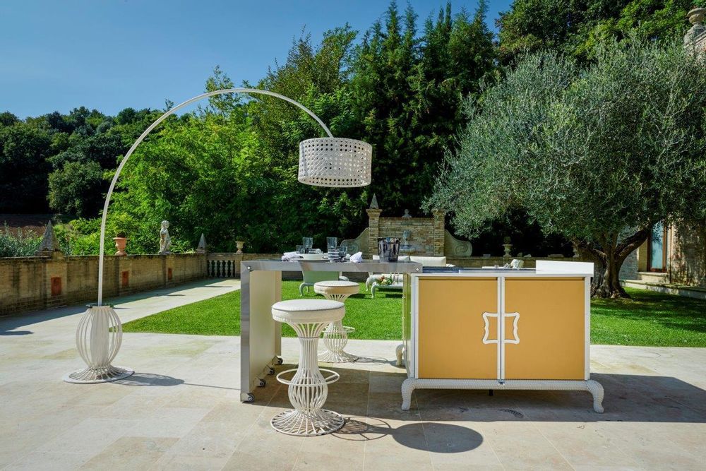 Outdoor kitchens - island kitchen with sliding table - SAMUELE MAZZA OUTDOOR COLLECTION