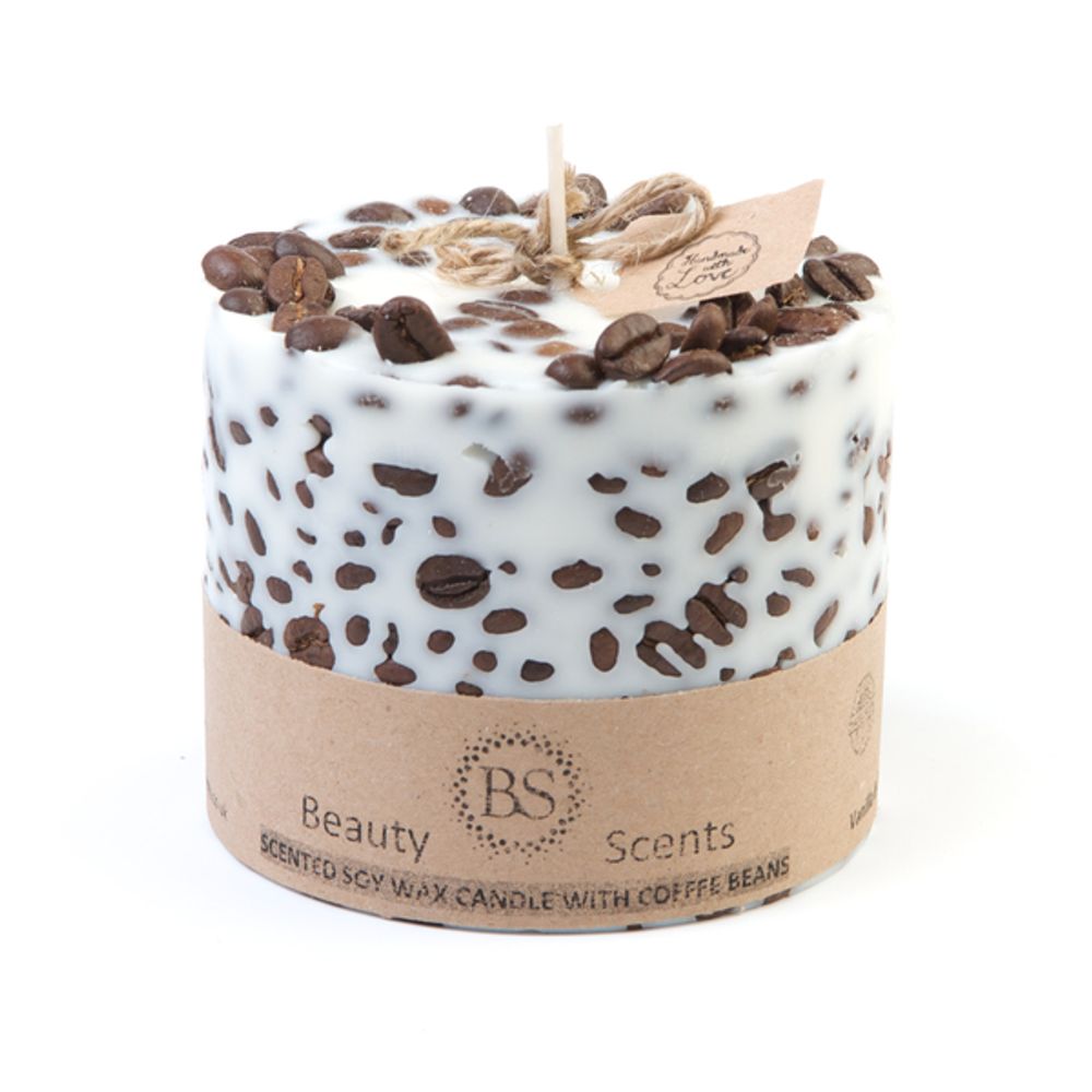 Bougies - Beauty Scents Faits à la Main Bougie de Soja Parfumée, Avec des Grains de Café, Vanille et Café, D 9 H 8.5 cm - BEAUTY SCENTS