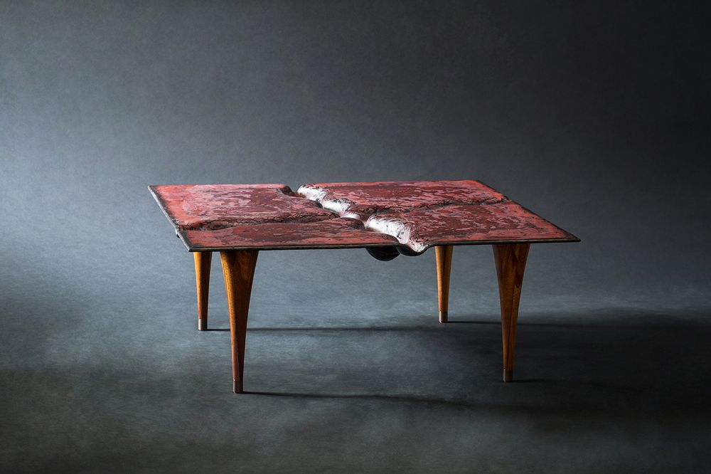 Verre d'art - Table basse en verre design avec surface artistique – Mars - +OBJECT
