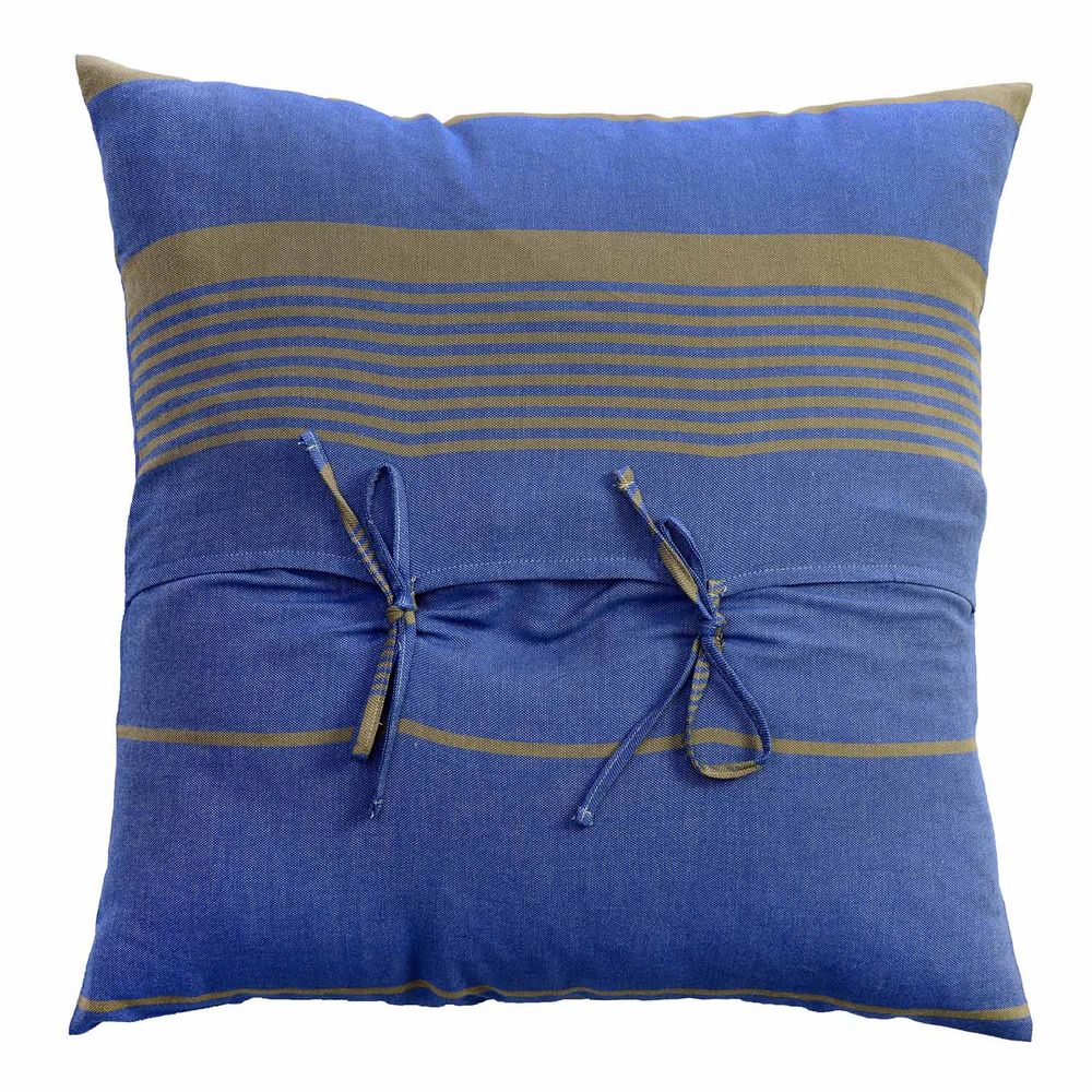 Fabric cushions - Squares cushions 60 x 60cm or 40 x 40cm taupe and blue CB4 - FOUTA FUTEE