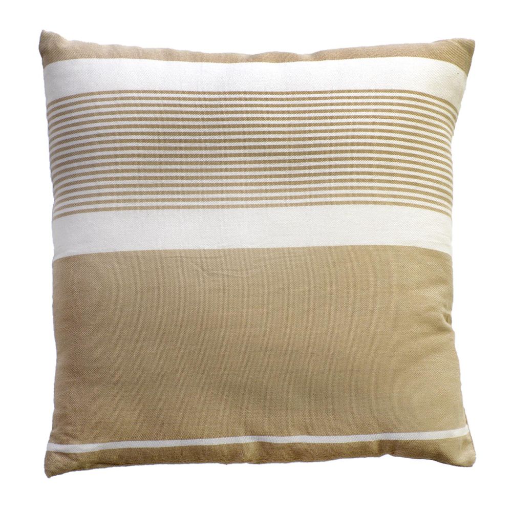 Coussins textile - Coussins carrés 40 x 40 cm et 60 x 60 cm rayé beige et blanc - CB3 - FOUTA FUTEE