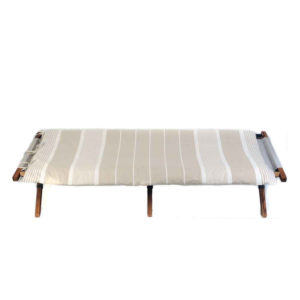 Linge de lit - Matelas de sieste 180 x 80 cm rayures beige et blanc CB3 - FOUTA FUTEE