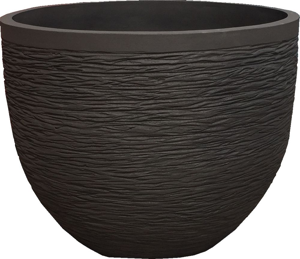 Accessoires de déco extérieure - VASE LISA 2 TERRE NOIRE STRIEE - POTERIE DE LA MADELEINE