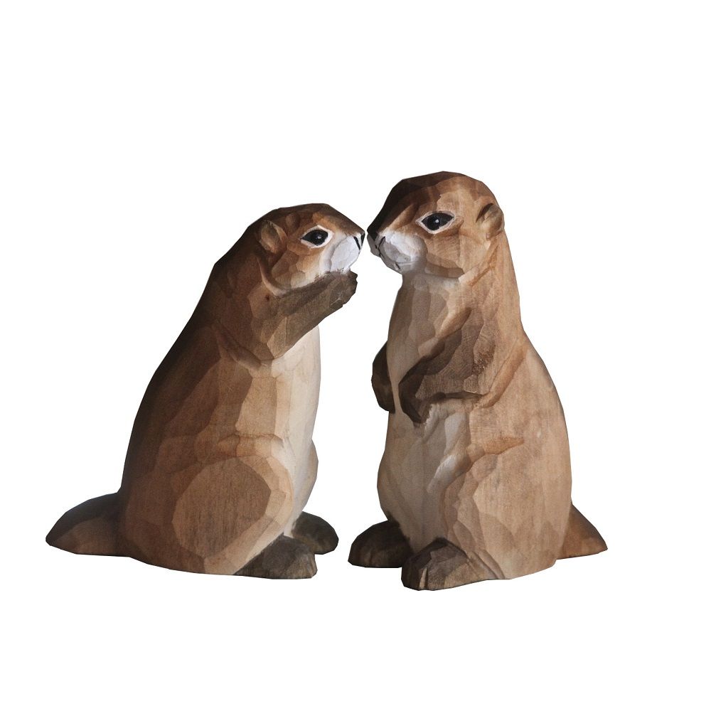 Sculptures, statuettes et miniatures - Couple de marmottes couchées - LES SCULPTEURS DU LAC