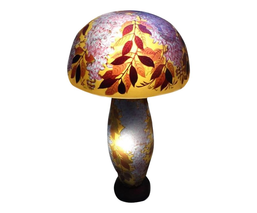 Verre d'art - Lampes style Gallé, verre gravé multicouches, Art Nouveau - TIEF