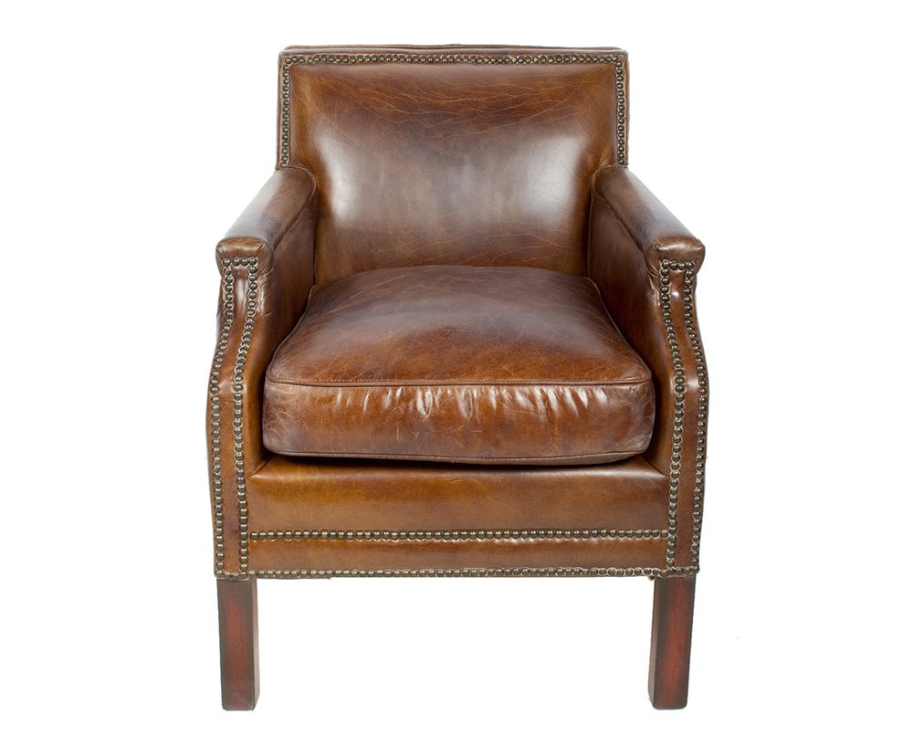Armchairs - Winston Armchair in Cigar Leather - Classic Elegance and Comfort - JP2B DECORATION