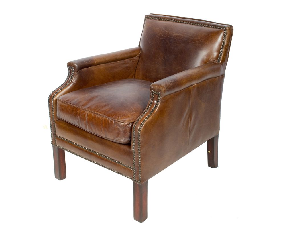 Armchairs - Winston Armchair in Cigar Leather - Classic Elegance and Comfort - JP2B DECORATION