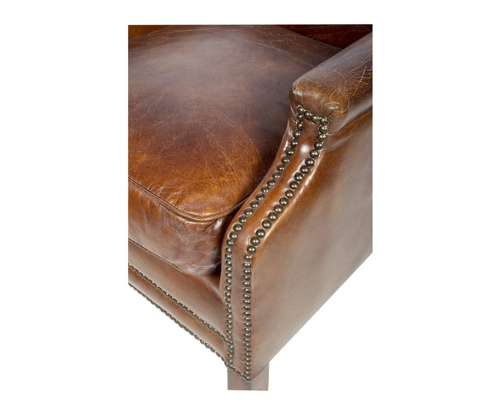 Armchairs - Winston Armchair in Cigar Leather - Classic Elegance and Comfort - JP2B DECORATION