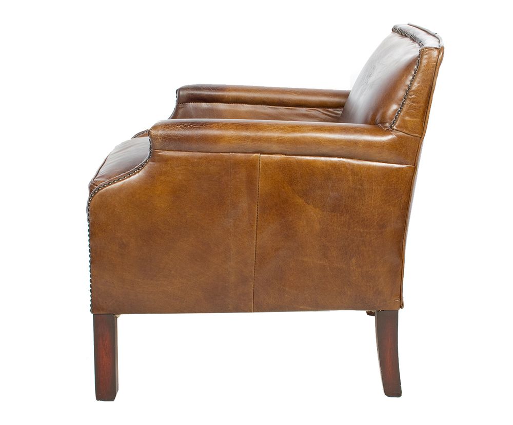 Armchairs - Winston Armchair in Cigar Leather - Classic Elegance and Comfort - JP2B DECORATION