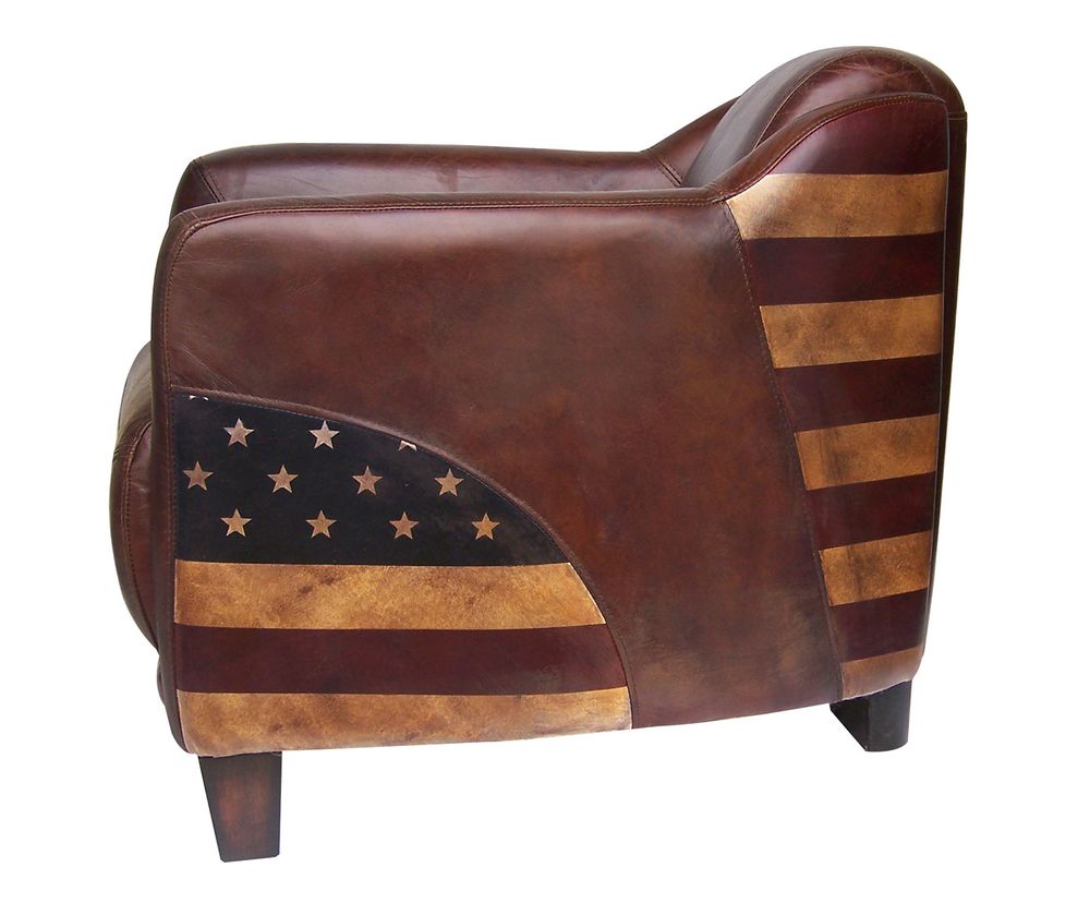 Fauteuils - Fauteuil L'Américain en cuir et drapeau US - Confort et style unique - JP2B DECORATION