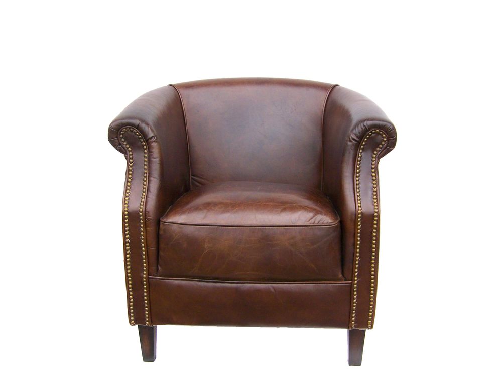 Armchairs - Oxford Cigar Armchair in Leather - Classic English Style and Comfort - JP2B DECORATION