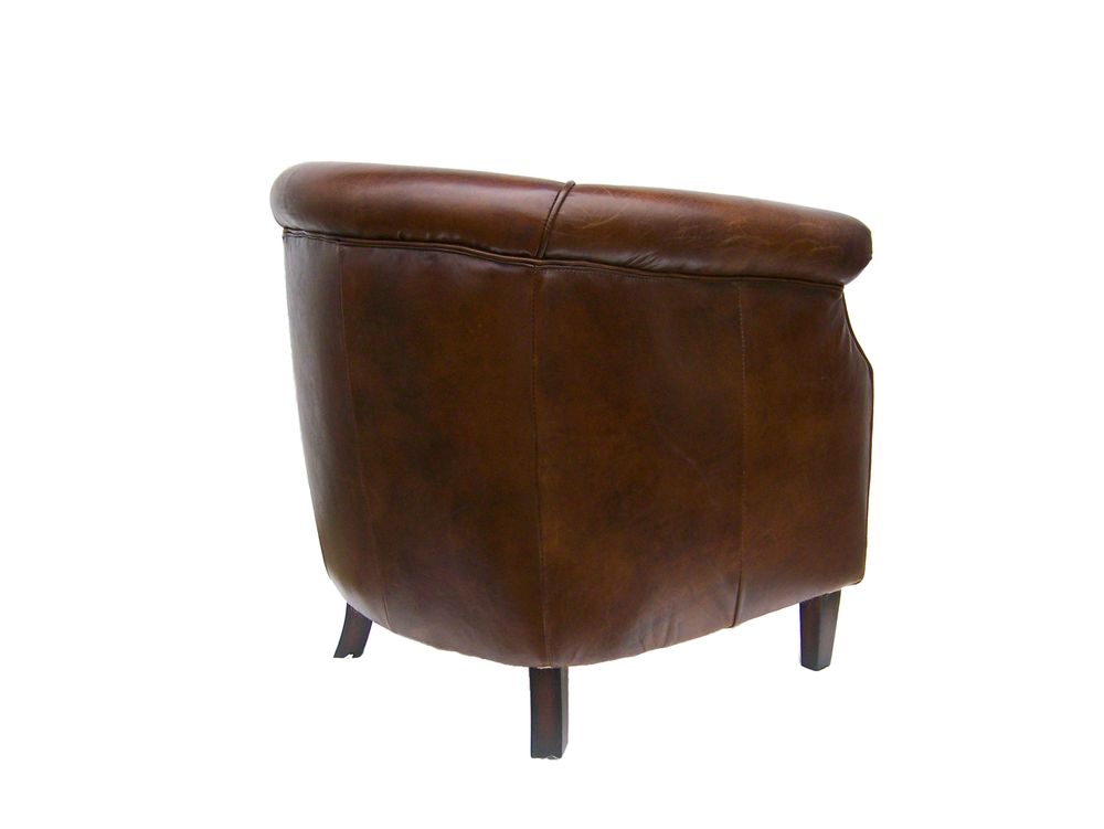 Armchairs - Oxford Cigar Armchair in Leather - Classic English Style and Comfort - JP2B DECORATION