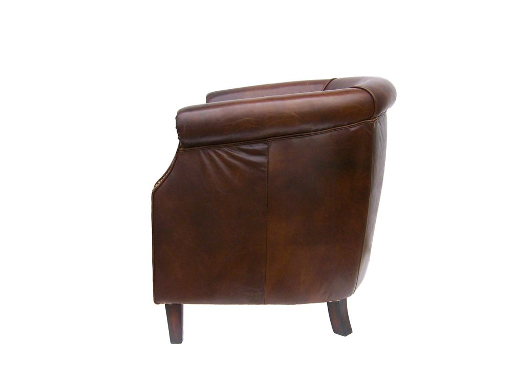 Armchairs - Oxford Cigar Armchair in Leather - Classic English Style and Comfort - JP2B DECORATION