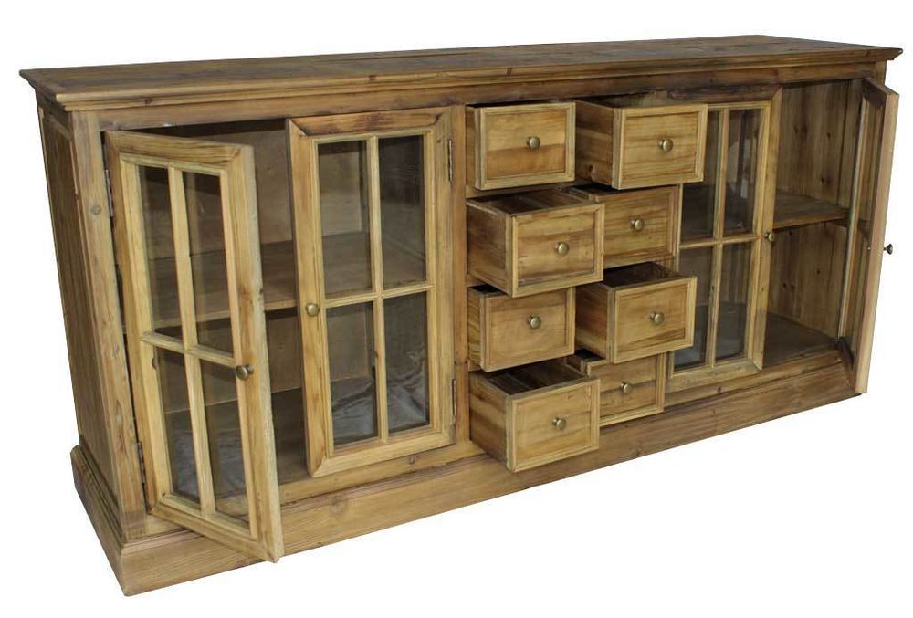 Buffets - Bas de buffet mixte en bois recyclé, 8 tiroirs, design rustique - JP2B DECORATION