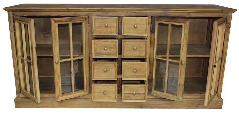 Buffets - Bas de buffet mixte en bois recyclé, 8 tiroirs, design rustique - JP2B DECORATION