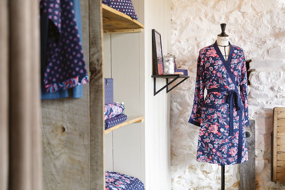 Homewear - kimono Karla Indienne Marine - LA FIANCEE DU MEKONG