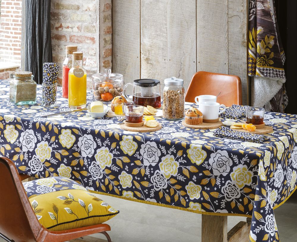Table linen - CLASSIC TABLECLOTH BERNA ANTHRACITE - LA FIANCEE DU MEKONG
